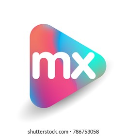 Letter MX logo in triangle shape and colorful background, letter combination logo design for business and company identity.

