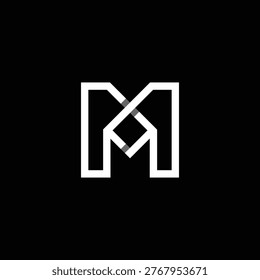 Letter MX or MM Knot Square Monogram. Letter MX Liner Logo.  Modern Linear Letter MX or MM Monogram Logo with Interlocking Knot and Square Geometric Logo Concept. 