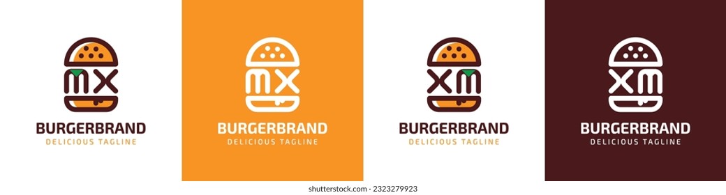 Letter MX and XM Burger Logo, suitable for any business related to burger with MX or XM initials.
