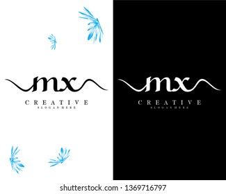 letter mx, xm handwriting logo template vector