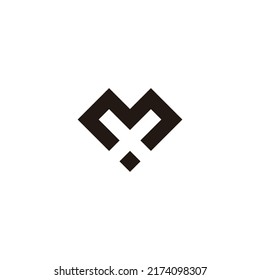 Letter Mx xM M x heart, square geometric symbol simple logo vector