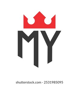 Letter MY Crown Logo. Crown on Letter MY Logo Design Template