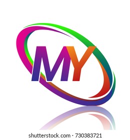 letter MY logotype design for company name colorful swoosh. vector logo for business and company identity.