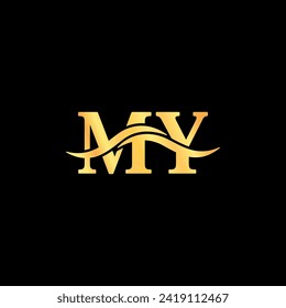 Letter M.Y Monogram Logo golden gradient serif typography vector of business name identity serif font design