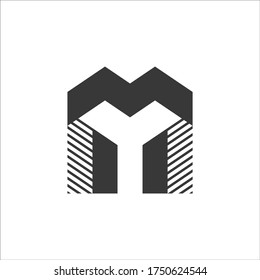 Letter M,Y Monogram in negative space, Minimal letter E logo for real estate company