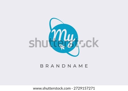 Letter my tech logo design vector template.