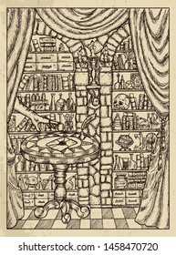 Letter. Mystic concept for Lenormand oracle tarot card. Vector engraved illustration. Fantasy line art drawing and tattoo sketch. Gothic, occult and esoteric background