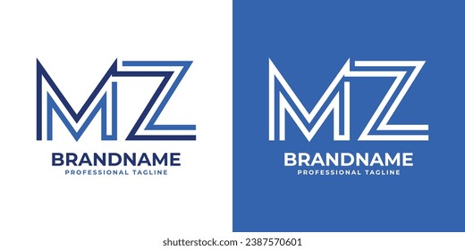 Monogramm-Logo der Letter MZ Line, geeignet für den Betrieb mit MZ- oder ZM-Initialen.