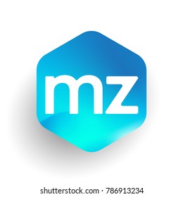 Letter MZ logo in hexagon shape and colorful background, letter combination logo design for business and company identity.
