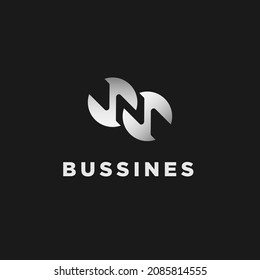 Letter N With 2 Circle logo stock vector 