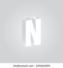 Letter N, 3D alphabet vector.
