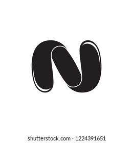 letter n 3d curves motion logo vector