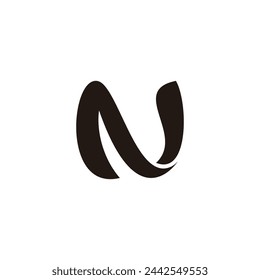 letter n 3d flat ribbon logo vector 