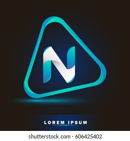 Letter N. 3d Logo and template for business