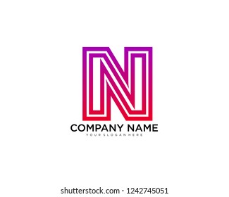 letter N 3d style, initial logo template vector.