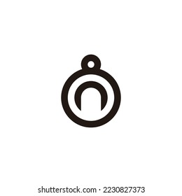 Letter n in 8, circle geometric symbol simple logo vector