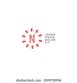 Letter N Abstract Circle Design Template.