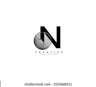 Letter N Abstract Circle Globe Lines Logotype