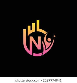 Letter N With Abstract Financial Success Symbol Logo
