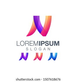 letter N abstract gradient color logo design