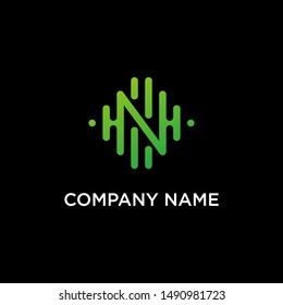 letter N abstract for information technology. minimalistic sound music equalizer icon. Vector audio logotype vector