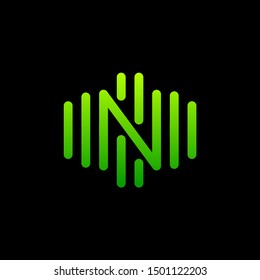 letter N abstract for information technology and digital. minimalist sound music equalizer icon. audio logotype Unique and simple element. -vector