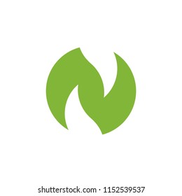 letter n abstract leaf negative space logo 