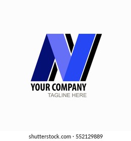 Letter N abstract logo design template elements blue