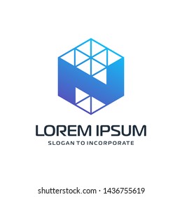 Letter N abstract Logo Template.construction concept. digital technology logo -vector