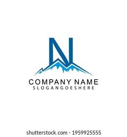 Letter N with Abstract Mountain Logo Vector Template Design