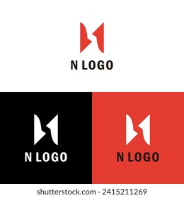 
letter N abstract shape logo of a mirrored or spin face illustration