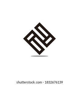 letter n abstract simple shadow square geometric line logo vector