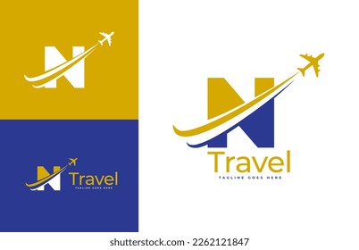 Letter N Air Travel Logo Design Template. Icon Travel, logistics, shipping, tours etc