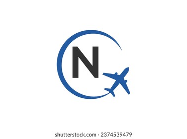 Letter N Air Travel Logo Design Template