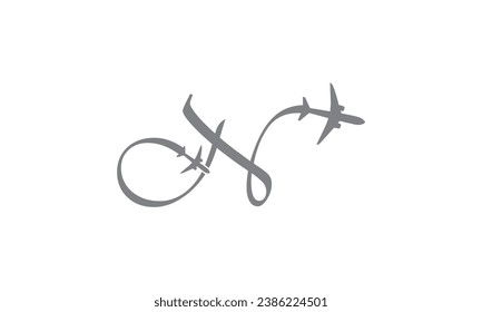 Letter N with Airplane Logo Design. Suitable for Tour and Travel, Start up, Logistic, Business Logo Template