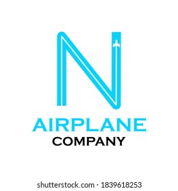 letter n with airplane logo template illustration. suitable for transportation, web, brand, network, agency, identity, tour, company etc