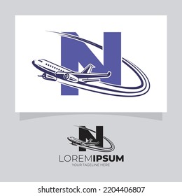 Letter N Airplane Logo Vector Design inspiration