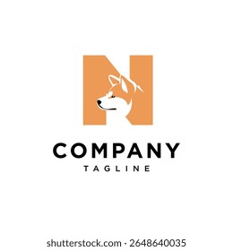 Letter N Akita Dog Logo Icon vector