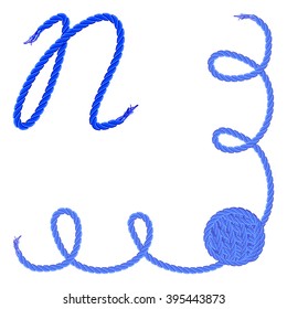Letter N - Alphabet, font vector - yarn, rope, cable - For handmade products.