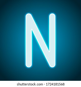 Letter N of alphabet, isolated outline symbol. Neon style. Light decoration icon. Bright electric symbol