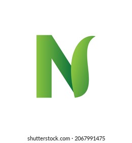 Letter N Alphabet Natural Green Icons – N Leaf Logo
