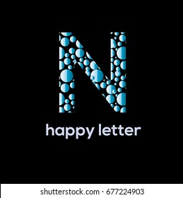 Letter N of the alphabet  vector logo design. Water bubbles brand identity
