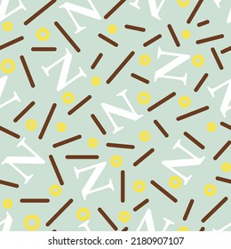 Letter N Alphabet Vector Seamless Pattern