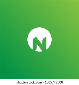 Letter N Alphabetic Logo Design Template, Line Logo Concept, Green and White