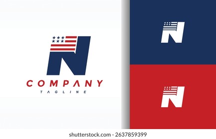 letter N american flag logo
