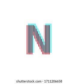 letter "N", anaglyph effect, editable vector