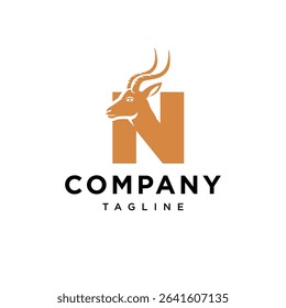 Letter N Antelope Logo Icon Vector