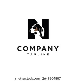 Letter N Ariege Hound Logo Icon Vector