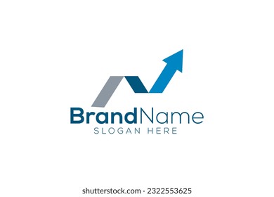 Letra N flecha azul diseño vectorial