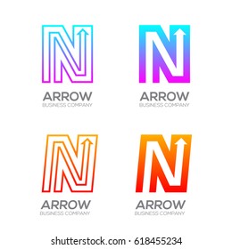 Letter N With Arrow, Finance, Business, Moving, Forward, Logotype